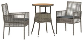 Set di mobili da pranzo  set di 3 grigio rattan, metallo