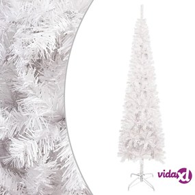 vidaXL Albero di Natale Sottile Preilluminato Bianco 120 cm