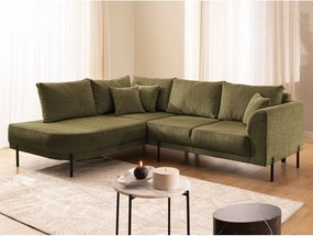 Divano angolare verde (con penisola a sinistra/a L) con rivestimento in ciniglia Mauris – Ropez