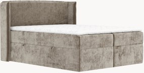 Letto boxspring in ciniglia fatto a mano con contenitore Skyline, H3