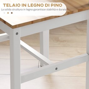 Set 4 Sedie per Cucina e Soggiorno con Schienale a Croce 41x46,5x86 cm in Legno di Pino Bianco e Rovere...