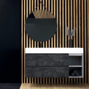 Mobile Bagno Sospeso 120 Cm Due Cassetti Con Vano a Giorno Specchio Con Cornice Esseci Arredo Bagno "Elite"