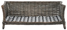 Cesta per cani con cuscino grigio 90x54x35 cm salice naturale