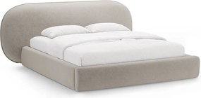 Letto matrimoniale imbottito beige con contenitore con rete inclusa 200x200 cm Ovalo – Micadoni