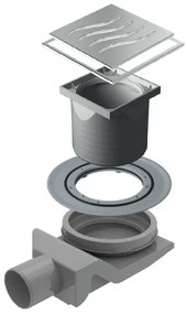 Scarico doccia a pavimento con griglia e sifone 10x10 cm acciaio inox cromato