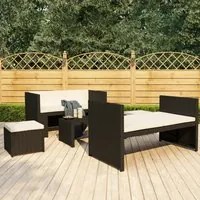 Set Divani da Giardino 5 pz con Cuscini in Polyrattan Nero 48132