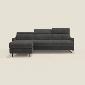 Loto Divano Letto Angolare con Penisola contenitore, Poggiatesta, Materasso Alto H18 in morbido tessuto impermeabile T14