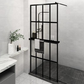 Parete Doccia Walk İn Mensola Nera 90x195cm Vetro Esg Alluminio /