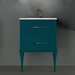 Mobile sottolavabo e lavabo Tiffany per vasca centrale blu petrolio L 60 x P 46 cm 2 cassetti