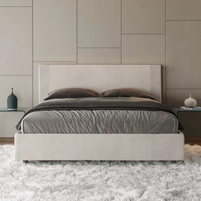 Letto matrimoniale senza rete imbottito 160x190 tessuto Labirinto 1 bianco Rosal
