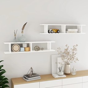 Mensole A Muro 2 Pz Bianche 105x18x20 Cm İn Legno Multistrato /