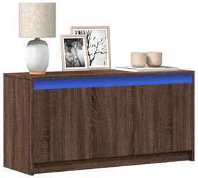 Mobile Porta Tv Con Led Rovere Marrone 100x34x50 Cm Truciolato /