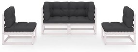 Set divani da giardino 4 pz con cuscini legno massello pino