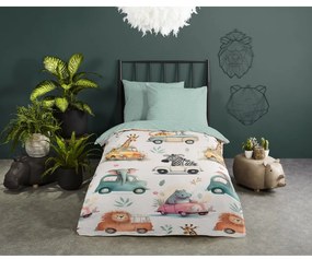Set copripiumino e federa da bambini verde/beige in cotone per letto singolo 140x200 cm Gogo – Good Morning