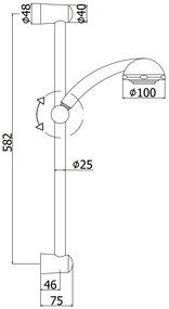 Paffoni Ischia Zsal064 asta doccia 60 Cm con saliscendi doccetta e flessibile 150 cm cromo