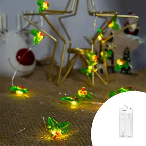 Catena decorata con 20 foglie luminose a Led Bianco Caldo 2 metri a batteria Wisdom