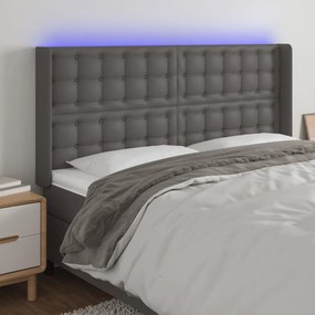 Testiera A Led Grigio 203x16x118/128 Cm İn Similpelle /