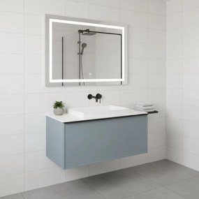 Mobile da bagno sospeso sotto lavabo Pixel frame 1 cassetto L 80 x H 40 x P 45.5 cm blu indaco e maniglia alluminio nero opaco