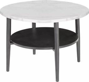 Tavolino rotondo Ella B bianco effetto marmo / nero opaco – Ø60 cm