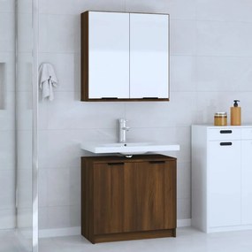 Set Mobili Da Bagno 2 Pz Rovere Marrone İn Legno Multistrato /