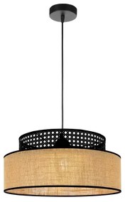 Lampadario a sospensione con filo BOHO 1xE27/60W/230V diametro 40 cm nero/rattan