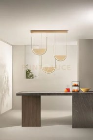 Sospensione lotus 3 oro con vetro ambra l.40+44+36cm led 3000k 4200...