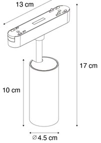 Faretto moderno nero per sistema binario monofase 9W 3000K - Magnetic Gert