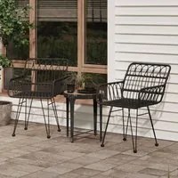 Sedie da Giardino 2pz con Braccioli Nero 56x64x80 cm Rattan PE cod mxl 16626