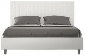 Letto matrimoniale con rete imbottito 160x210 similpelle bianco Sunny