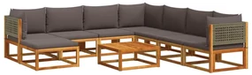 Set divano giardino 9 pz con cuscini legno massello di acacia