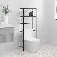 Rastrelliera per Bagno a 2 Livelli Nera 53,5x28x143 cm Ferro cod mxl 52257