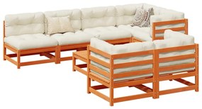 Set divani da giardino 8 pz marrone cera legno massello pino