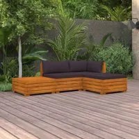 Set Divani da Giardino 4 pz con Cuscini in Massello di Acacia 3087308