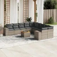 Set Divani da Giardino 11 pz con Cuscini in Polyrattan Grigiocod mxl 90508