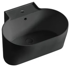 Lavabo da appoggio Tino COLAVENE ovale in ceramica L 60 x H 35 x P 50 cm nero opaco piletta non inclusa, con foro