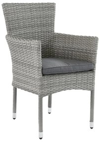 Poltrona da giardino con cuscino antracite e braccioli Davos NATERIAL, struttura in alluminio grigio seduta in rattan sintetico grigio, L 57 x H 88 x P 59.5 cm