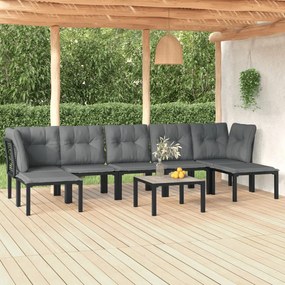 Set salotto da giardino 8 pz nero e grigio in polyrattan