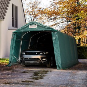 TOOLPORT 3,3x4,8m tenda garage, PVC 800, verde scuro, con statica (sottofondo in terra) - (58315)