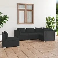 Set Divani da Giardino 5 pz con Cuscini in Polyrattan Nero 3102312