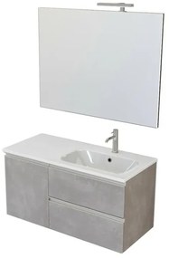 Mobile bagno sospeso 100 cm Master grigio con lavandino e specchio