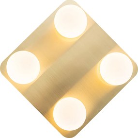Plafoniera da bagno moderna in ottone quadrata a 4 luci - Cederic