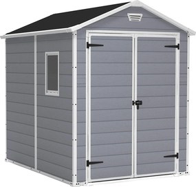Casetta da Giardino Porta Attrezzi 185,8x236,8x227 cmin Resina Effetto Legno Keter Manor 6x8 Grigia...