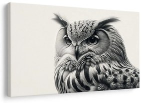 Quadro su tela – Ritratto di gufo in bianco e nero