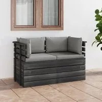 Divano da Giardino 2 Posti su Pallet con Cuscini Massello Pino 3061732