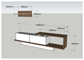 Televisore bianco/naturale 180x55 cm Asos - Woody Fashion