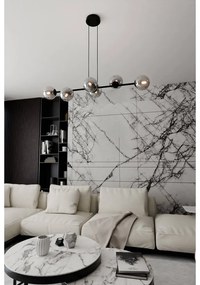Lampadario a Sospensione in Acciaio e Vetro ROSSI 6 Nero 6xE14 Colore delle Sfere Grafite