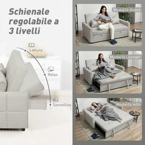 Divano Letto 2 Posti Convertibile Apertura Clic Clac con 2 Cuscini in Tessuto Marrone Chiaro...