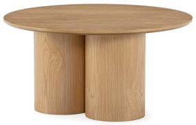 Tavolino da salotto rotondo di colore naturale con effetto rovere ø 80 cm Lua – MOME