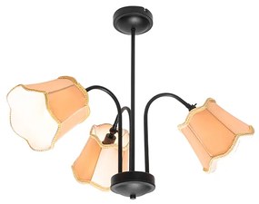 Plafoniera classica nera con paralume oro 3 luci - Nona