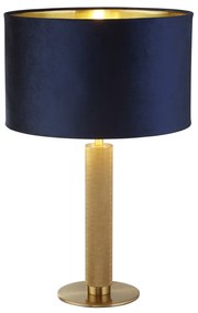 Lampada Da Scrivania Contemporanea Londra Acciaio Ottone Velluto Blu 1 Luce E27